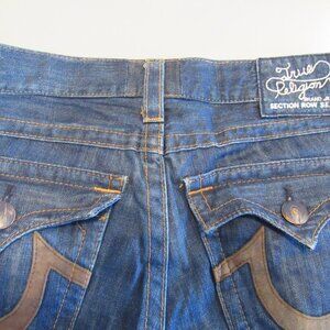 True Religion Jeans Unisex Size 29 Section Row Seat Dark Blue Wash Distressed